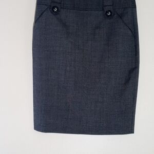 Bwear Charcoal Gray Pencil Skirt with Button Waist Detail